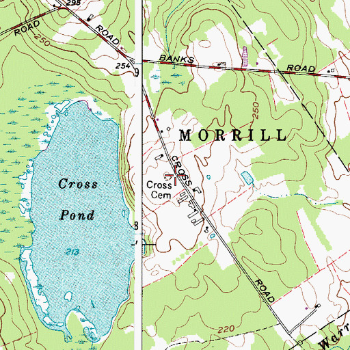 Topographic Map of Cross Cemetery, ME