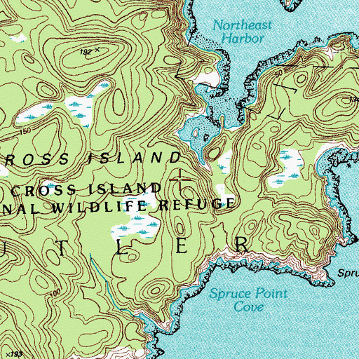 Topographic Map of Cross Island, ME