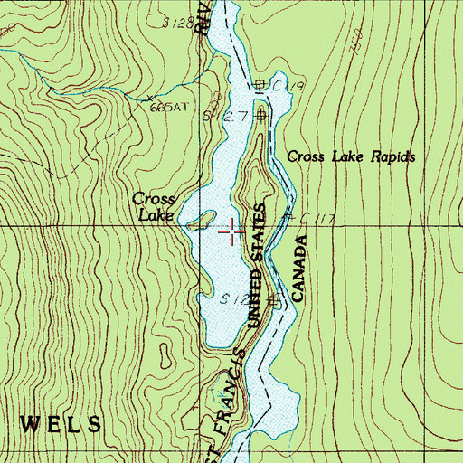 Topographic Map of Cross Lake, ME