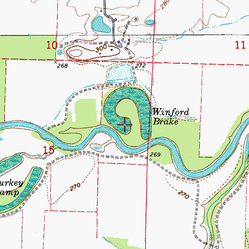 Topographic Map of Winford Brake, AR