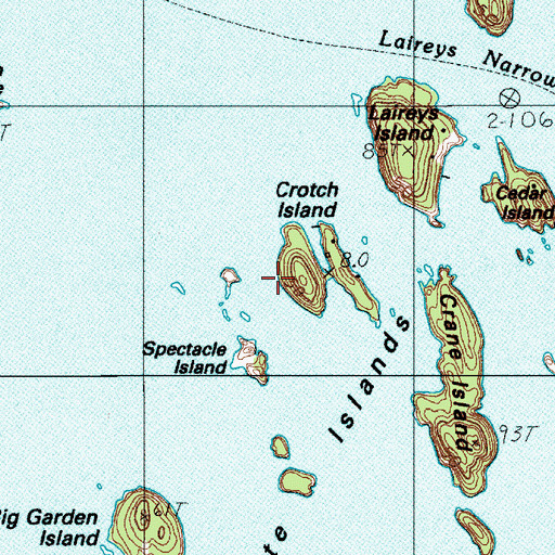 Topographic Map of Crotch Island, ME