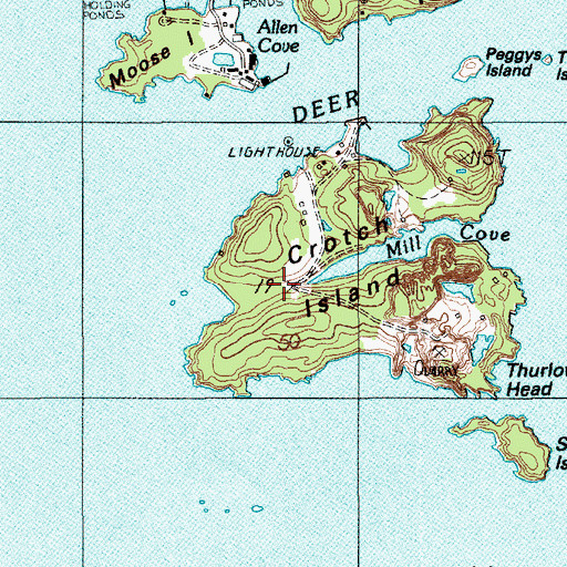 Topographic Map of Crotch Island, ME