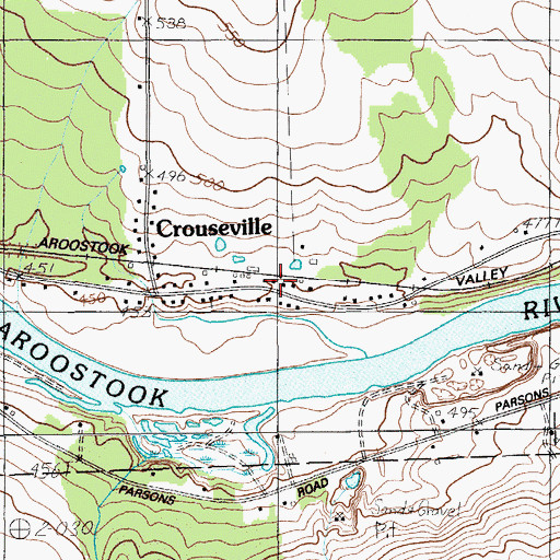 Topographic Map of Crouseville, ME