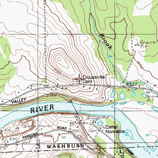Topographic Map of Crouseville Cemetery, ME