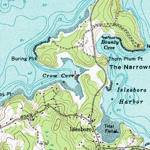 Topographic Map of Crow Cove, ME