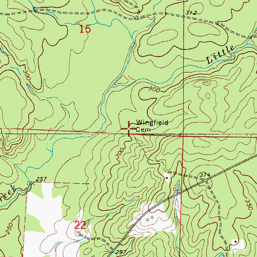 Topographic Map of Wingfield Cemetery, AR