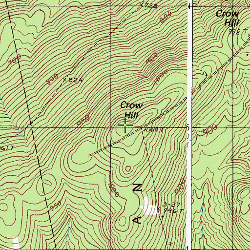 Topographic Map of Crow Hill, ME