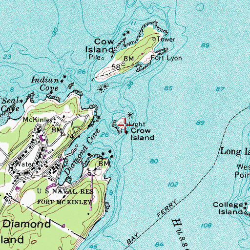 Topographic Map of Crow Island, ME