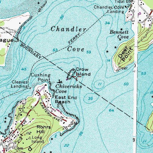 Topographic Map of Crow Island, ME