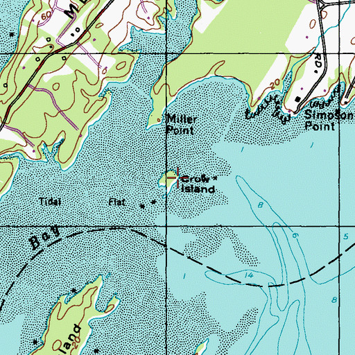 Topographic Map of Crow Island, ME