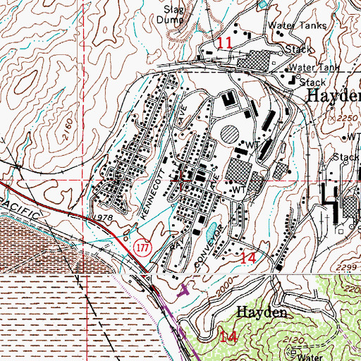 Topographic Map of Hayden, AZ