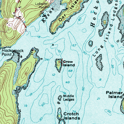 Topographic Map of Crow Island, ME