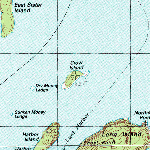 Topographic Map of Crow Island, ME