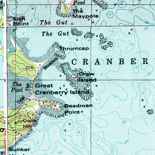 Topographic Map of Crow Island, ME