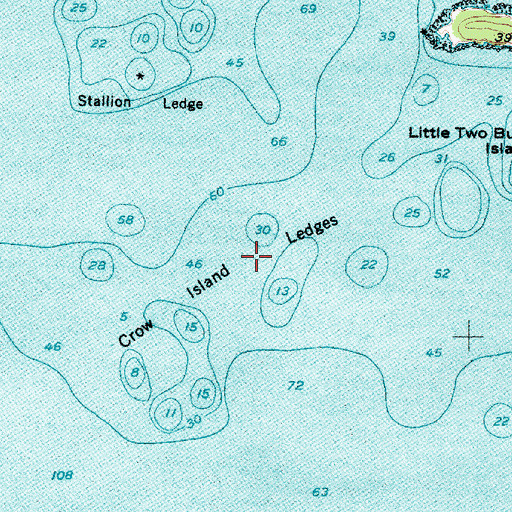 Topographic Map of Crow Island Ledges, ME