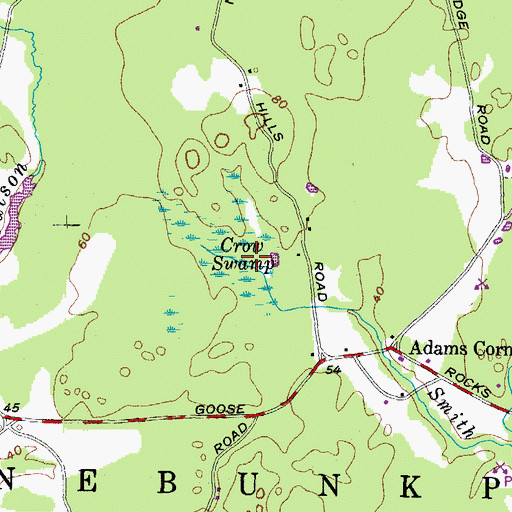 Topographic Map of Crow Swamp, ME