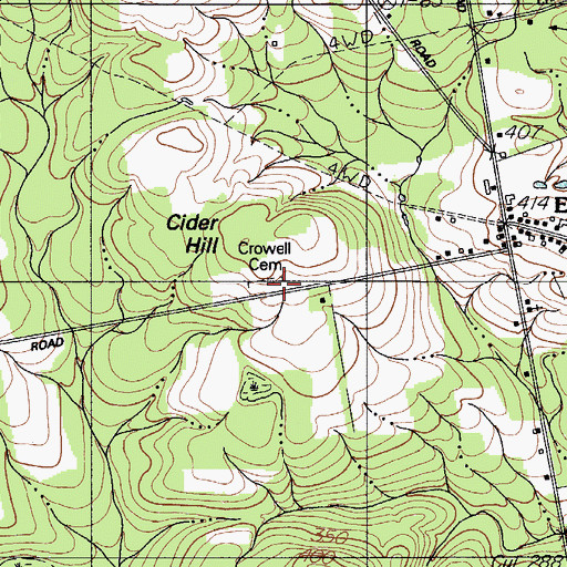 Topographic Map of Crowell Cemetery, ME