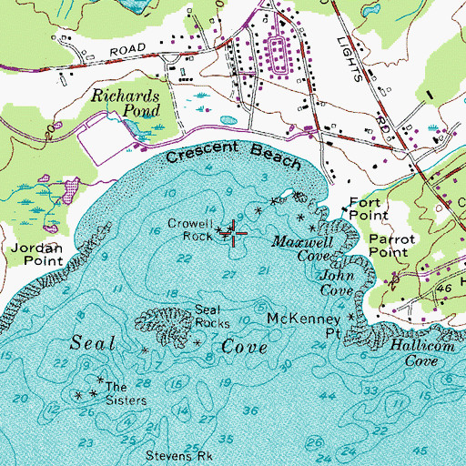 Topographic Map of Crowell Rock, ME