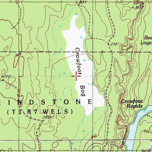 Topographic Map of Crowfoot Bog, ME