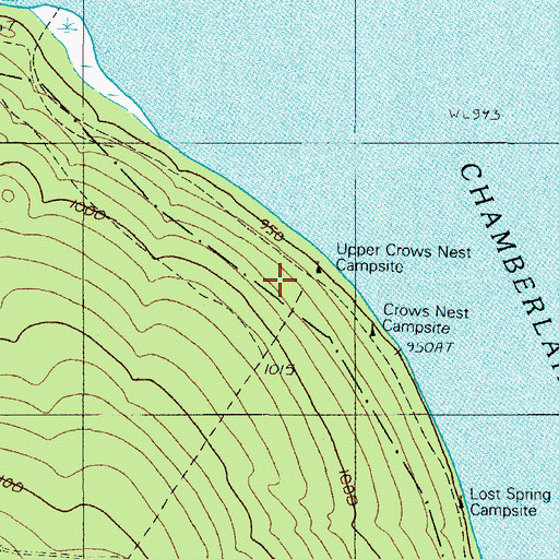 Topographic Map of Crows Nest Campsite, ME