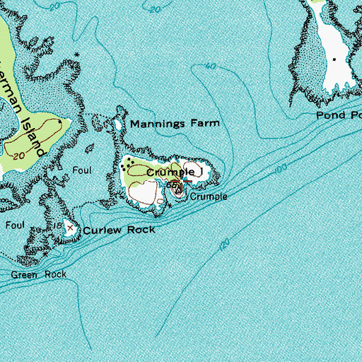 Topographic Map of Crumple Island, ME