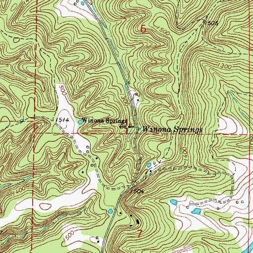 Topographic Map of Winona Springs Church, AR