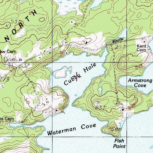 Topographic Map of Cubby Hole, ME