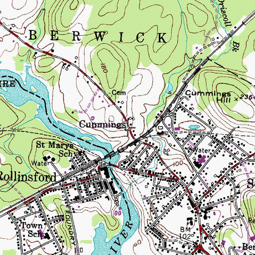 Topographic Map of Cummings, ME