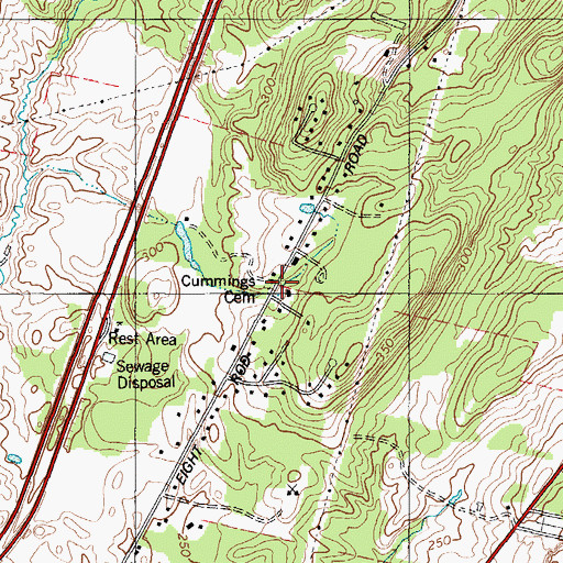 Topographic Map of Cummings Cemetery, ME
