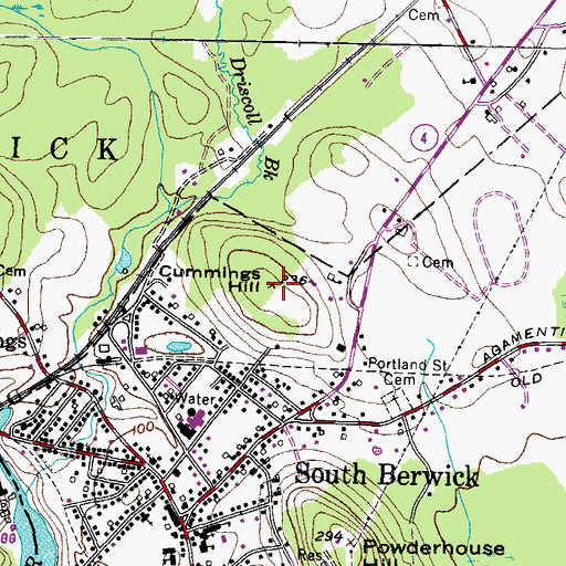 Topographic Map of Cummings Hill, ME