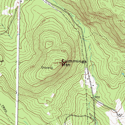 Topographic Map of Cummings Mountain, ME