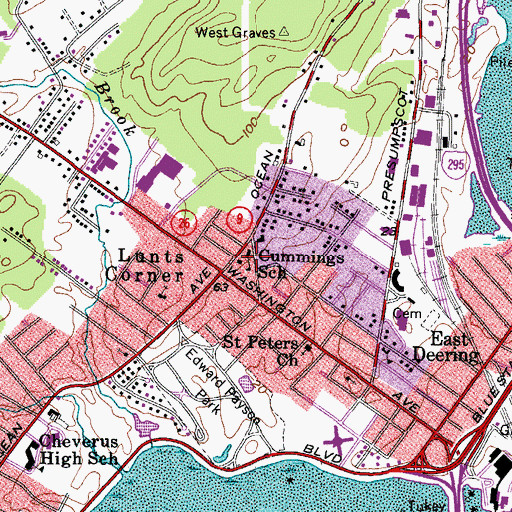 Topographic Map of Cummings School, ME