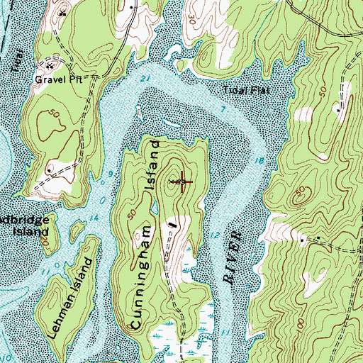 Topographic Map of Cunningham Island, ME