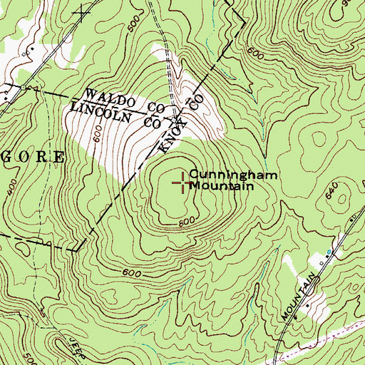 Topographic Map of Cunningham Mountain, ME