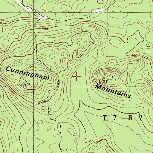 Topographic Map of Cunningham Mountains, ME
