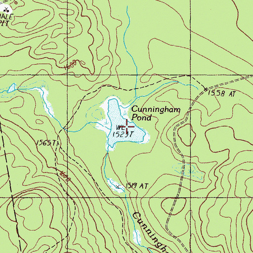 Topographic Map of Cunningham Pond, ME