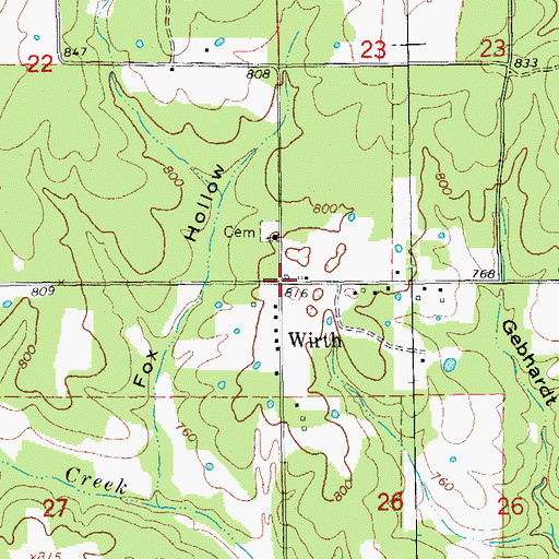 Topographic Map of Wirth, AR