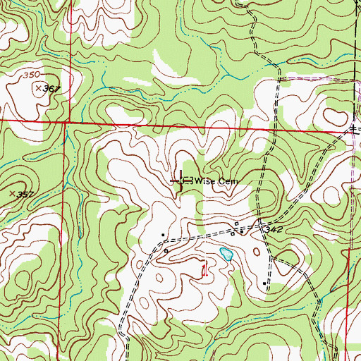 Topographic Map of Wise Cemetery, AR