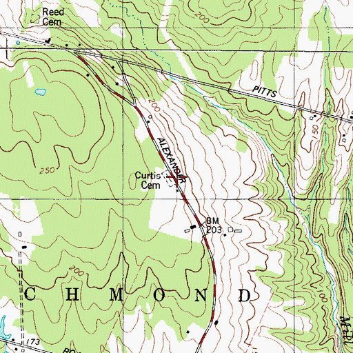 Topographic Map of Curtis Cemetery, ME