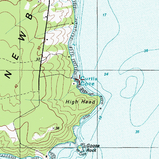 Topographic Map of Curtis Cove, ME