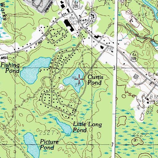 Topographic Map of Curtis Pond, ME