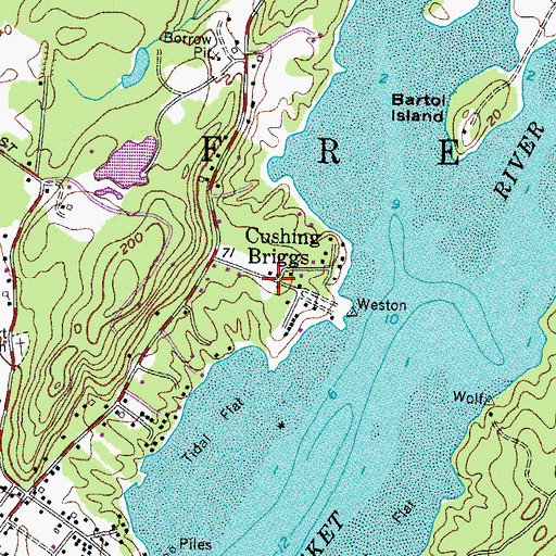 Topographic Map of Cushing Briggs, ME