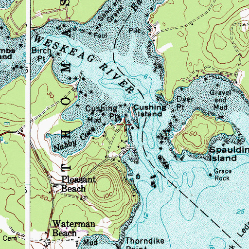 Topographic Map of Cushing Point, ME