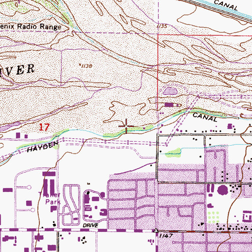 Topographic Map of Hayden Canal, AZ