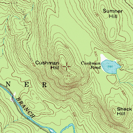 Topographic Map of Cushman Hill, ME