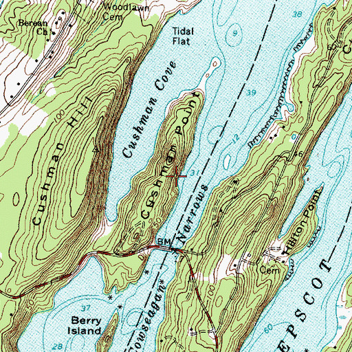 Topographic Map of Cushman Point, ME
