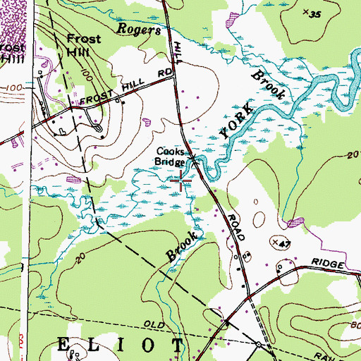 Topographic Map of Cutts Ridge Brook, ME