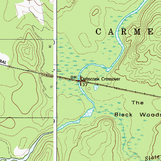 Topographic Map of Dabscook Crossover, ME