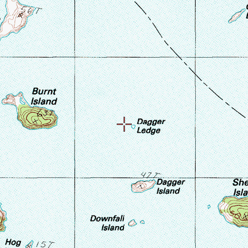 Topographic Map of Dagger Ledge, ME