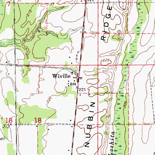 Topographic Map of Wiville, AR